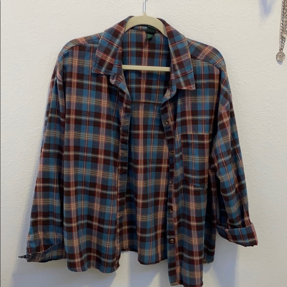 Wild Fable XXL Blue and Brown Flannel Shirt
